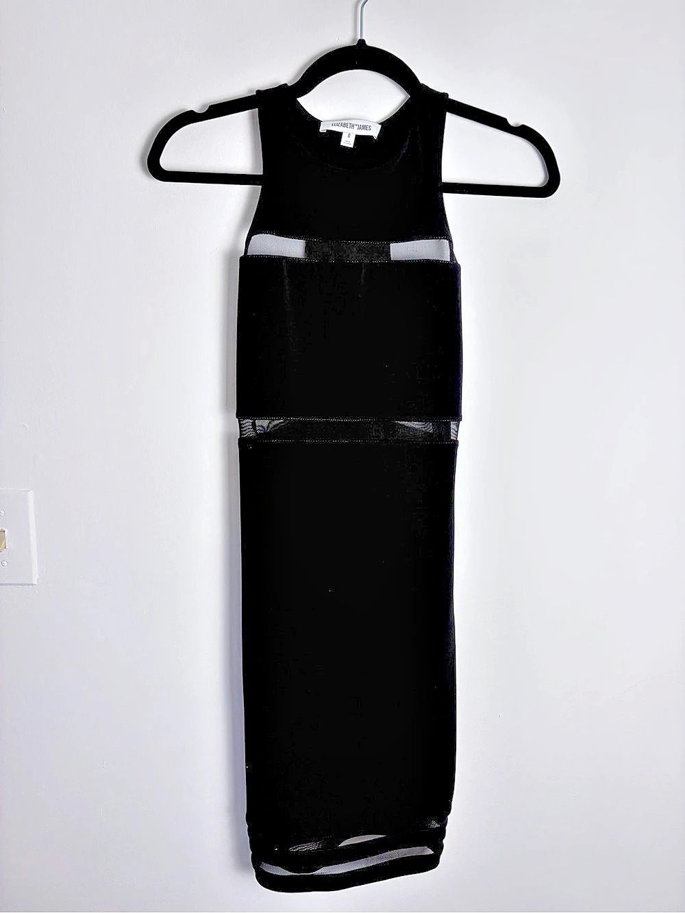Elizabeth and James Black Mesh Panel Bodycon Cocktail Dress Size 0